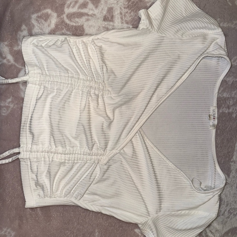 White Ruched Wrap Top